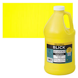 Blick Student Tempera Paint - Yellow, 64 oz bottle and swatch