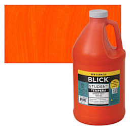 Blick Student Tempera Paint - Orange, 64 oz bottle and swatch
