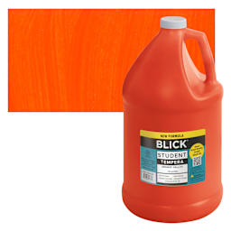 Blick Student Tempera Paint - Orange, 128 oz bottle and swatch