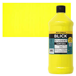 Blick Student Tempera Paint - Primary Yellow, 32 oz bottle and swatch