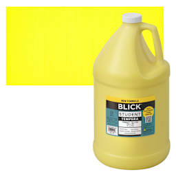 Blick Student Tempera Paint - Primary Yellow, 128 oz bottle and swatch