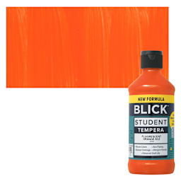 Blick Student Tempera Paint - Fluorescent Orange, 8 oz Bottle and swatch