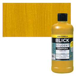 Blick Student Tempera Paint - Curry, 16 oz bottle and swatch