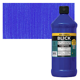 Blick Student Tempera Paint - Blue, 32 oz bottle and swatch
