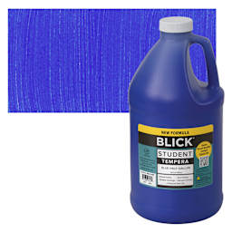 Blick Student Tempera Paint - Blue, 64 oz bottle and swatch