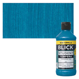 Blick Student Tempera Paint - Turquoise, 8 oz bottle and swatch