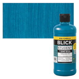 Blick Student Tempera Paint - Turquoise, 16 oz bottle and swatch
