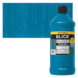 Blick Student Tempera Paint - Turquoise, 32 oz bottle and swatch