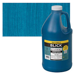 Blick Student Tempera Paint - Turquoise, 64 oz bottle and swatch