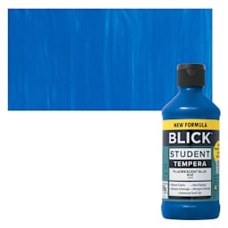 Blick Student Tempera Paint - Fluorescent Blue, 8 oz Bottle and swatch