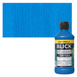 Blick Student Tempera Paint - Primary Blue, 8 oz bottle and swatch