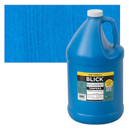 Blick Student Tempera Paint - Primary Blue, 128 oz bottle and swatch