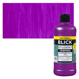 Blick Student Tempera Paint - Fluorescent Violet, 16 oz Bottle and swatch