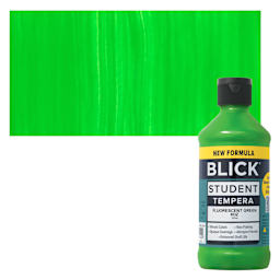 Blick Student Tempera Paint - Fluorescent Green, 8 oz Bottle and swatch
