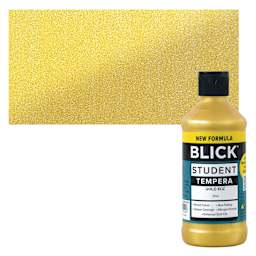 Blick Student Tempera Paint - Metallic Gold, 8 oz Bottle and swatch