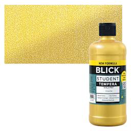 Blick Student Tempera Paint - Metallic Gold, 16 oz Bottle and swatch