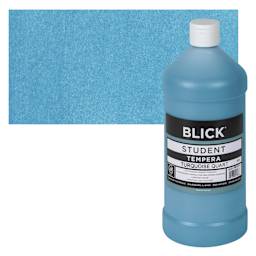 Blick Original Formula Student Tempera Paint - Turquoise, 32 oz bottle and swatch