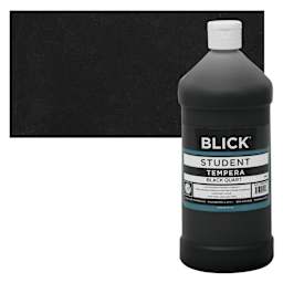 Blick Original Formula Student Tempera Paint - Black, 32 oz bottle and swatch