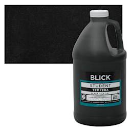 Blick Original Formula Student Tempera Paint - Black, Half Gallon bottle and swatch