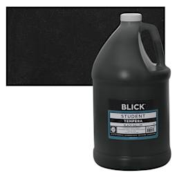 Blick Original Formula Student Tempera Paint - Black, 128 oz bottle and swatch