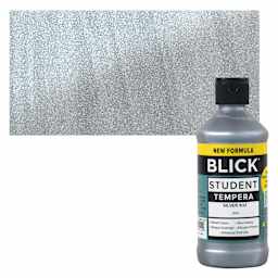 Blick Student Tempera Paint - Metallic Silver, 8 oz Bottle and swatch