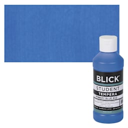 Blick Original Formula Student Tempera Paint - Primary Blue, 8 oz bottle and swatch
