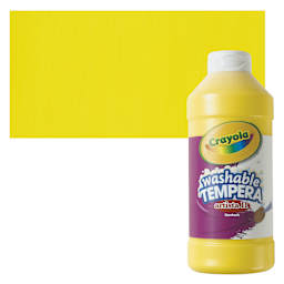 Crayola Artista II Liquid Washable Tempera - Yellow, 16 oz bottle and swatch