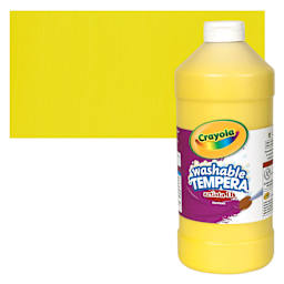 Crayola Artista II Liquid Washable Tempera - Yellow, 32 oz bottle and swatch