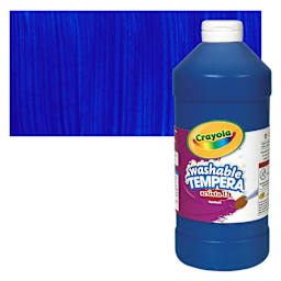 Crayola Artista II Liquid Washable Tempera - Blue, 32 oz bottle and swatch