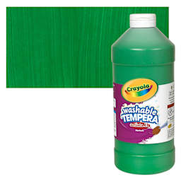 Crayola Artista II Liquid Washable Tempera - Green, 32 oz bottle and swatch