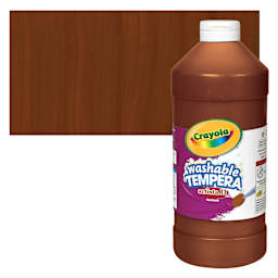 Crayola Artista II Liquid Washable Tempera - Brown, 32 oz bottle and swatch