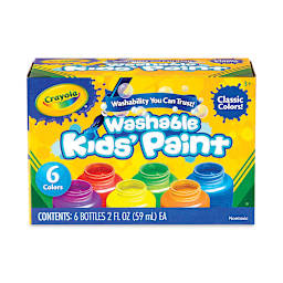 Crayola Washable Kids' Paints - Classic Colors, Set of 6, front of the packaging 