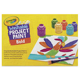 Crayola Washable Kids' Paints - Bold Colors, Set of 6, 2 oz Jars back of package