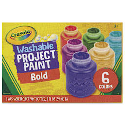 Crayola Washable Kids' Paints - Bold Colors, Set of 6, 2 oz Jars front of package