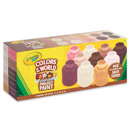 Crayola Colors of the World Washable Project Paint - Set of 10 colors, 2 oz Bottles - front of packaging, angled view