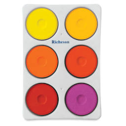 Richeson Tempera Cakes and Sets -Large, Warm Colors, Set of 6 