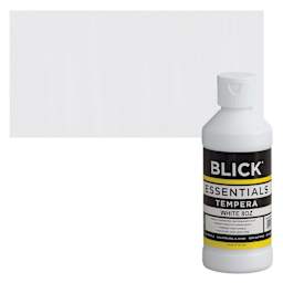 Blick Essentials Tempera - White, 8 oz bottle and swatch