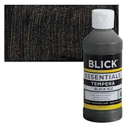 Blick Essentials Tempera - Black, 8 oz bottle and swatch