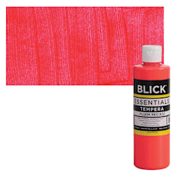 Blick Essentials Tempera - Fluorescent Red, 8 oz bottle and swatch