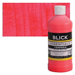 Blick Essentials Tempera - Fluorescent Red, Pint and swatch
