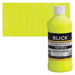 Blick Essentials Tempera - Fluorescent Yellow, Pint and swatch