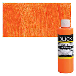 Blick Essentials Tempera - Fluorescent Orange, 8 oz bottle and swatch