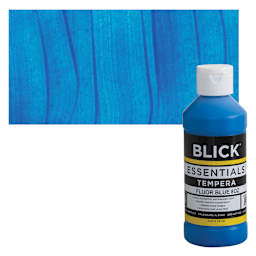 Blick Essentials Tempera - Fluorescent Blue, 8 oz bottle and swatch