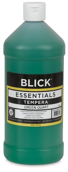 Blick Essentials Tempera Paint - Front of Quart bottle of Green Tempera