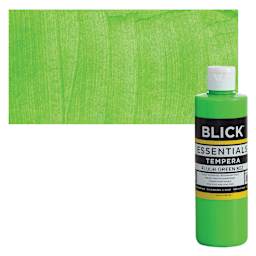 Blick Essentials Tempera - Fluorescent Green, 8 oz bottle and swatch
