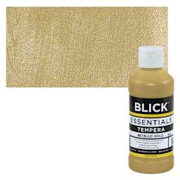 Blick Essentials Tempera - Gold (Metallic), 8 oz bottle and swatch