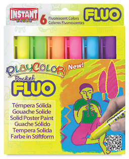 Playcolor Tempera Paint Stick Sets - Front of Fluorescent Set of 6 package