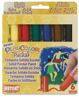 Playcolor Tempera Paint Stick Sets - Front of Standard Colors Set of 6 package