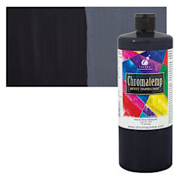Chroma Chromatemp Artists' Tempera Paint - Black, Quart and swatch