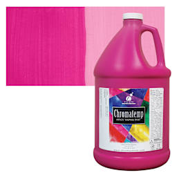 Chroma Chromatemp Artists' Tempera Paint - Magenta, 128 oz bottle and swatch